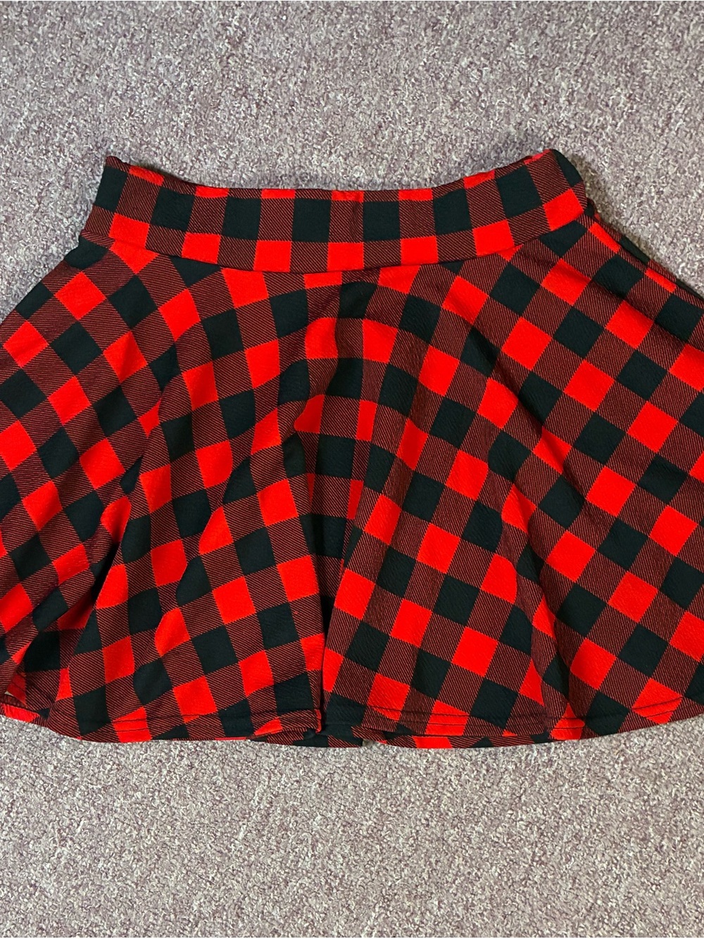 Playful Red & Black Buffalo Plaid Skater Skirt - Women